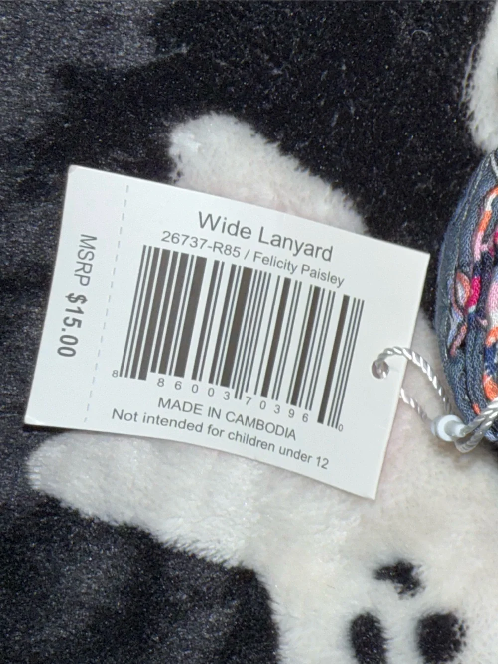 Vera Bradley Gray Paisley Wristlet Strap Case with Pink & Blue Accents